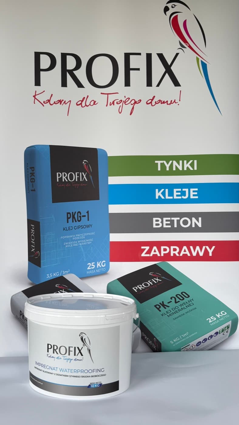 Linia produktów PROFIX – tynki, kleje, betony i zaprawy